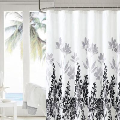 China Sustainable Wholesale Matching Design Rust Resistant Waterproof 100%Polyester Printed Bathroom Shower Curtain for sale