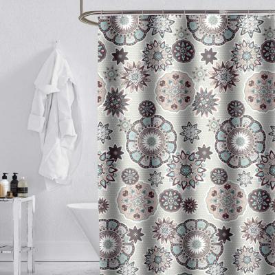 China Different Size Sustainable Custom Printed Mold Proof Polyester Eco - Friendly Waterproof Shower Curtain for sale