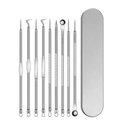 China Best Price Portable 9 Pieces/Set Acne Needle Blemish Comedones Extractor Blackhead Pimple Remover Tweezers Tool Kit for sale