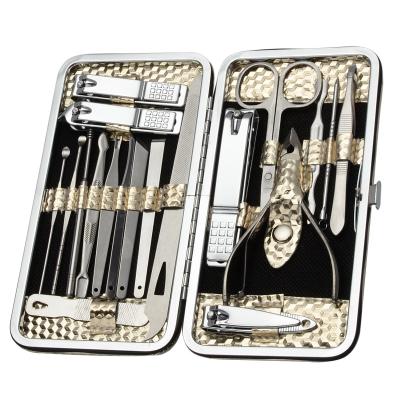 China Fashionalbe Manufacturers Professional Stainless Steel Diamond Nail Clipper Set 19pcs Travel Grooming Kit for sale