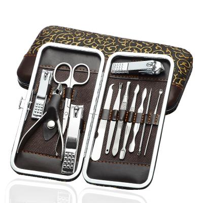 China Fashionalbe High Quality Custom 12 Pcs Stainless Steel Nail Clippers Set Case Portable Beauty Manicure Set for sale