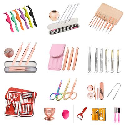 China Custom Eyebrow Clip Laah Tweezer Applicator Eyelash Extension Volume Tweezers Set for sale