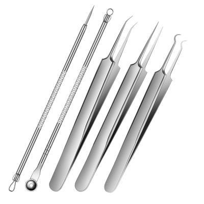 China Amazon Convenient Hot Selling Stainless Steel 5pcs Blackhead Button Needle Tool Kit Removal Well-chosen Plating Needle for sale