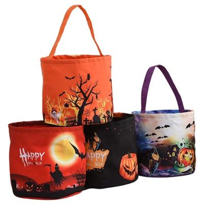 China Party Halloween Carnival Personalized Trick or Treat Tote Bags Kids Sublimation Canvas Halloween Goodie Halloween Party Gift Candy Candy Bags With Light for sale