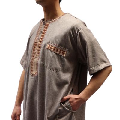 China 2021 Wholesale Shinning Material Islamic Muslim Cotton Material Thobe For Men for sale