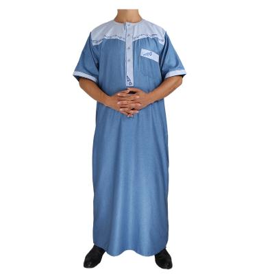 China Wholesale Muslim Men Clothing Yiwu Morocco Style Short Sleeve Mens Thobe Made From Cotton for sale