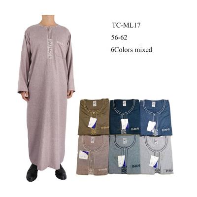 China Fashion High Quality Muslim Clothing Cotton Kaftan Saudi Ikaf Morocca Long Sleeve Polyester Thobe Men for sale