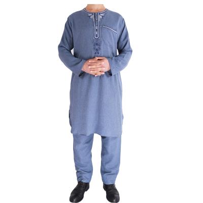 China Luxury Hot Selling Islamic Clothing Men With Pants Thobe For Festival Jubba Pakistan Long Sleeve Abaya Muslim Short Dress for sale