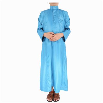 China Boys Thobe Factory Direct Whlesale Kids Thobe Islamic Shiny Velvet Clothing Simple Color Boy Thobe for sale