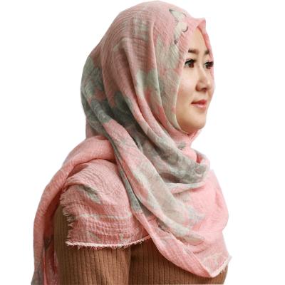 China New Design 90cmX180cm Scarf 2019 New Design 90cmX180cm Muslim Hijab Scarf Cotton Crease Flower Printing for sale