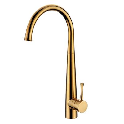 China Modern Unique Design Single Handle SUS304 Stainless Steel Gold Kitchen Sink Fashion Brushed Faucet for sale