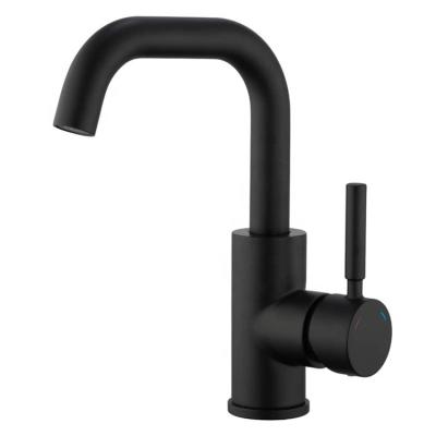 China Modern Design Matt Black 304 Modern Single Handle Stainless Steel Basin Mixer Hot And Cold Faucet for sale