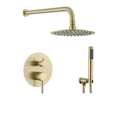 China High Quality Brushed Nickel Bathroom Waterfall Waterfall Faucets Without Water Bath Slide Bar Concealed Shower Mixer Set Gold for sale