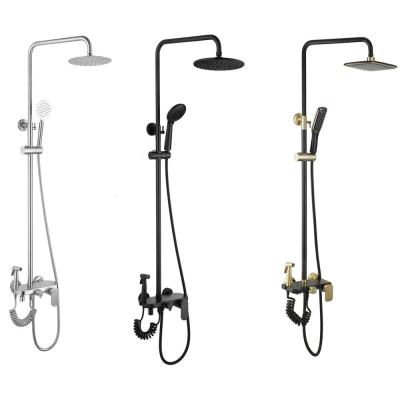 China With high quality 304 stainless steel bidet shower system hot and cold sprayer sets of 4 function shower slide bar for sale