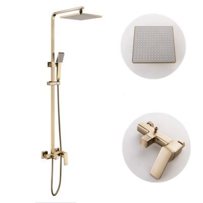 China With High Quality Sanitary Ware Wall Mounted Gold Bathroom Rain Shower Mixer Waterfall Shower Faucet Sets for sale