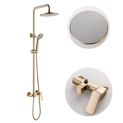 China With Gold Slide Bar Style Bathroom Rain Shower Mixer Waterfall Brass Waterfall Shower Faucet Sets Wall Mounted European Sanitary Ware for sale