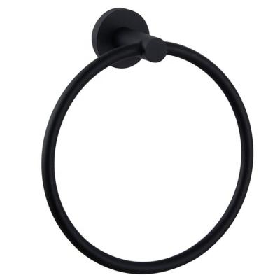 China Modern 304 Stainless Steel Bath Towel Ring Bathroom Hardware Set Hand Towel Rack Brushed Nickel Black Circle Rings Towel Rack for sale