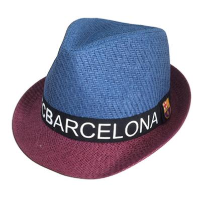 China Cut and Logo Prints Mens Straw Cut and Sew Fedora Hats Wholesaler for sale