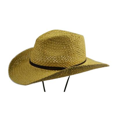 China Handmade Breathable Weave 2x2 Cowboy Hats For Kids With Chin Cord for sale