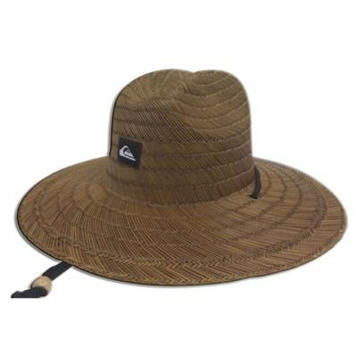 China Brown Hand Knit Dyed Logo Mat Grass Lifeguard Straw Hat for sale