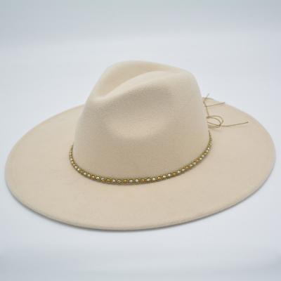 China Fall/Winter Luxury Extra Wide Brim Felt Panama Hat Polyester Fedora Hats for sale