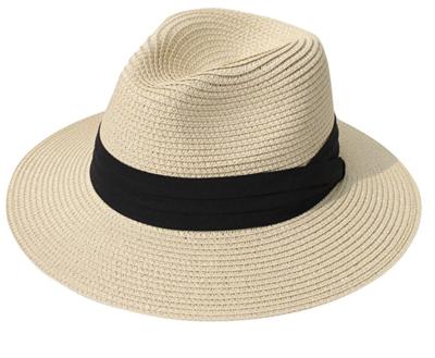 China Machine Sewing Women's Overflow Straw Panama Roll Up Hat Fedora Beach Sun Hat UPF50+ for sale