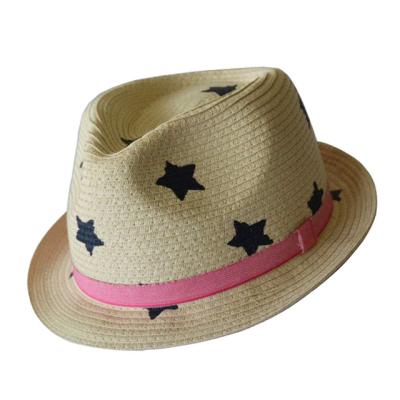 China Machine Sewn Summer Cappelli Natural Hat With 1.7cm Pink Band for sale