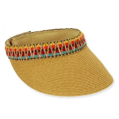 China Paper Braided Cute Ethnic CCM Band Kids Visor Beach Hat for sale