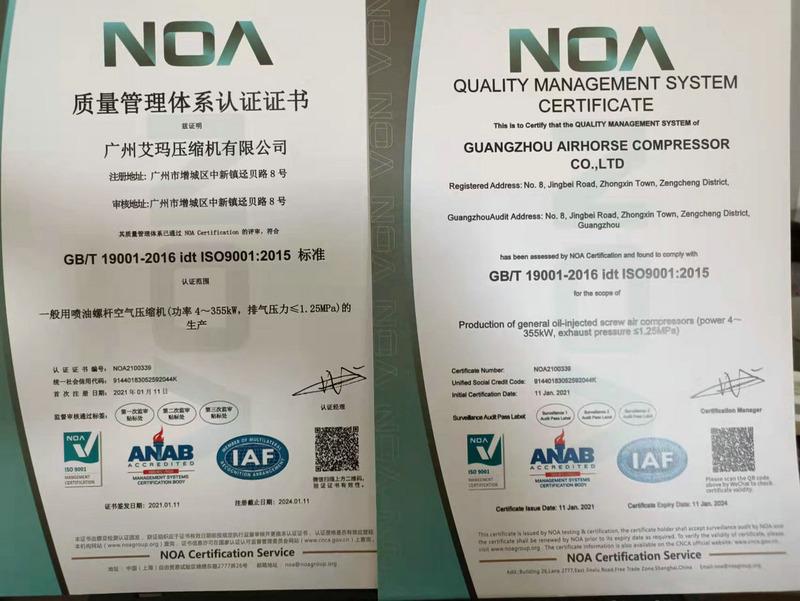 ISO9001 - Guangzhou Airhorse Compressor Co., Ltd.