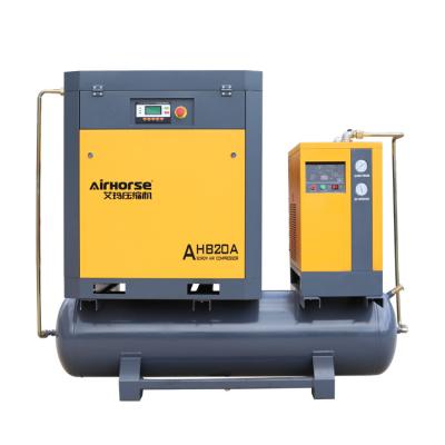 China Lubricated Airhorse Screw Compressor 15KW20HP Industrial Rotary Air Compressor Mounted 500L Tank And Dryer for sale