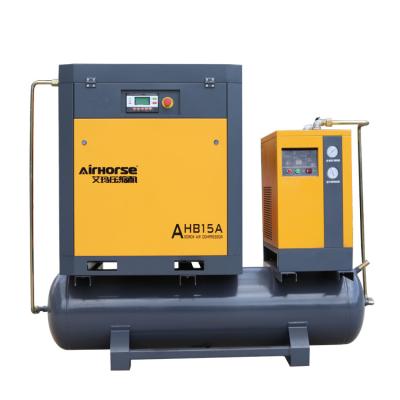 China Hot Sales Lubricated Rotary Compressor Screw Air Compressor 11 KW 15 HP With 300 L Tank Mounted Screw Air Compressor (2-in-1 Type) for sale