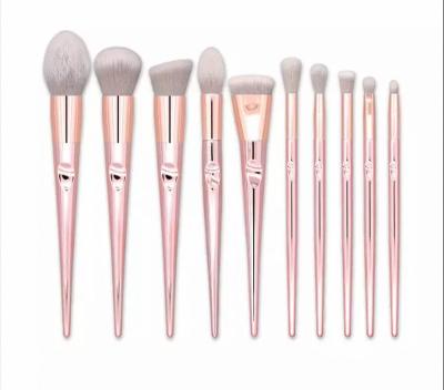 China Angular Blush Hot Sale Pink Glitter 10pcs Makeup Brush Set for sale