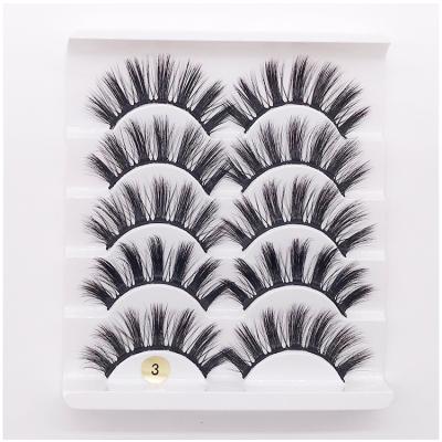 China Competitive Price Good Quality Natural Long Glue Colored False Eyelashes 5 Pairs Soft Thick Thin Lashes Mixed for sale