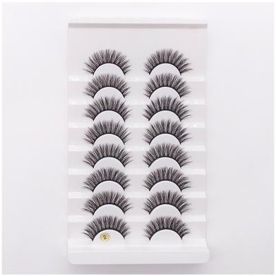 China Promotion Price Natural Long False Eyelashes Custom Packing 8 Pairs Soft And Thick 3D Lashes for sale