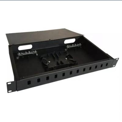 China FTTH 19 Inch 12 Ports SC LC Fiber Optic Distribution Frame Terminal Box Fixed Rack Mount 12 Core Fiber Patch Panel for sale