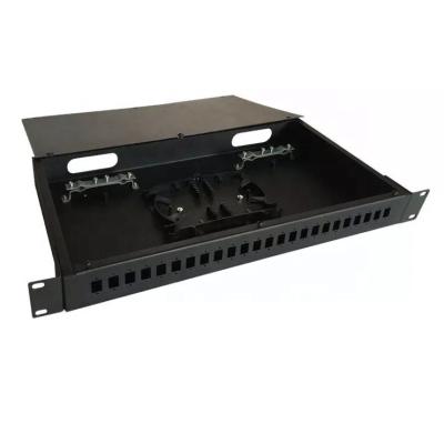 China FTTH 19 Inch 24 Ports Fiber Optic Distribution Frame SC LC Terminal Box Fixed Rack Mount 24 Core Fiber Patch Panel for sale