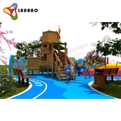 China Eco-friendly Commercial Cheap Wooden Adventure Park House Windmill Amusement Outdoor Playground For Kids for sale