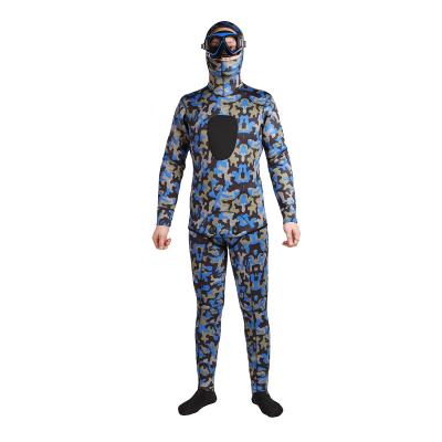 China Long Sleeve Wetsuit Factory Supply RPET Neoprene Wetsuit Customized Camouflage Diving Two Piece Spearfishing Color for sale