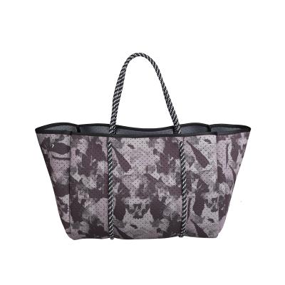 China Other Popular Neoprene Tie Dye RPET Fabric Perforated Beach Tote Bag Recycle for sale