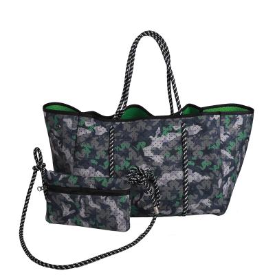 China Others Camouflage Neoprene Tote Beach Tote Gym Bag Matching Cross - Body Wallet Included for sale