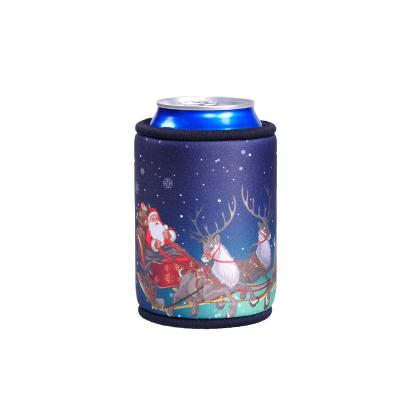 China Neoprene Recycle Stubby Box Rack Christmas Theme Can Cooler For Festivals for sale