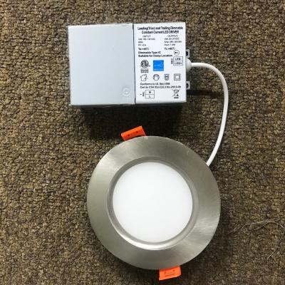 China Morden 4inch 9W ETL ES Listed Led Puck Light IC Rated Silver Trim Led Panel Light for sale