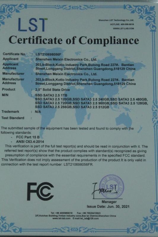 FCC - Shenzhen Meixin Electronic Co., Limited