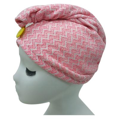 China Runtu Wholesale Amazon Chevron Microfiber Fast Dry Hair Turban Flat Smooth Hair Wrap for sale