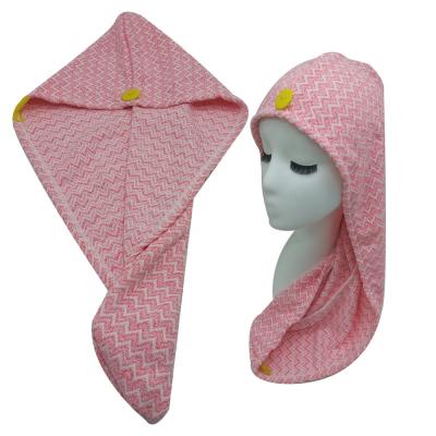 China 80%Polyester 20%Nylon Microfiber QUICK DRY Hair Turban With Adjustable Button For Women Long Hair Towel for sale