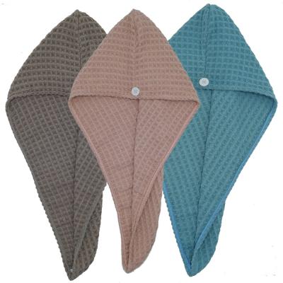 China QUICK DRY Waffle Hat Weave Thickening Turban Microfiber Dry Hair Super Absorbent Towel for sale