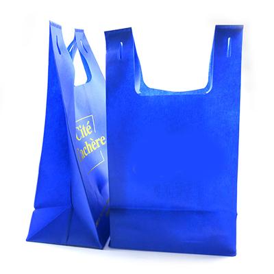 China Eco-friendly Custom foldable Reusable Biodegradable Vest Shopping bag non woven t shirt tote bag for sale