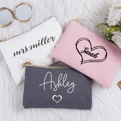 China Eco-friendly Custom Small Eco Friendly Cotton Blank Zipper Pouch Make Up Bags Plain Cotton Canvas Makeup Cosmetic Bag With Logo for sale