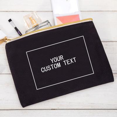 China Eco-friendly Wholesale Custom Logo Colorful Canvas Zipper Pouch Travel Toiletry Cotton Canvas Cosmetic Makeup Bag for Pencil Case Bags for sale