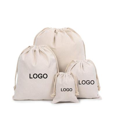 China Eco-friendly Custom Christmas Promotional Packing Cotton Fabric Christmas Gift Shopping Drawstring Canvas Bag With Logo Print for sale